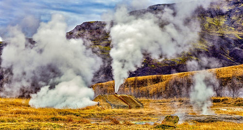 Scenic view of waterfall