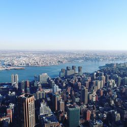 High angle view of city at waterfront