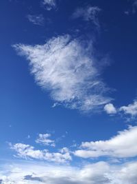 Low angle view of clouds in blue sky