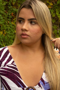 Close-up portrait of a beautiful young woman