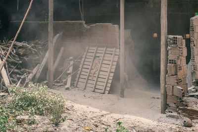 High angle view of abandoned building under construction