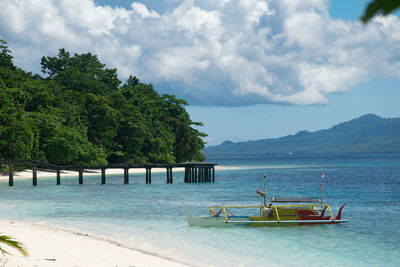 Beautiful landscape of sara beach, talaud island district, indonesia