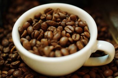 Close-up of coffee beans in bowl