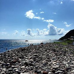 Scenic view of sea against cloudy sky