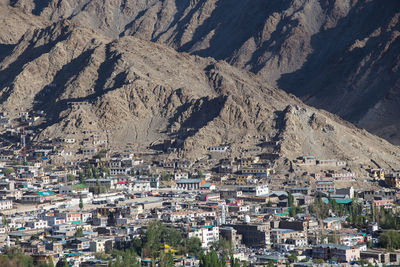 High angle view of buildings in city