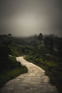 Road amidst field against sky