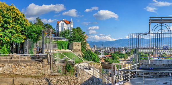 Plants by building against sky plovdiv, bulgaria