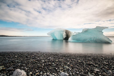 Scenic view of sea during winter