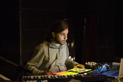 Man working on table