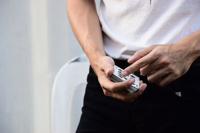 Close-up of man smoking cigarette