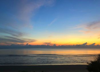 Scenic view of sea against sky during sunset
