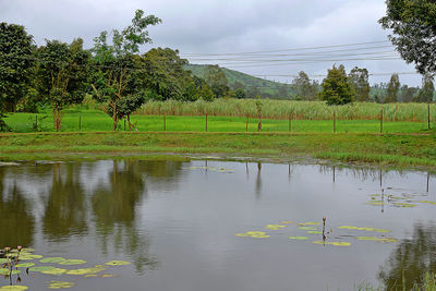 Scenic view of lake against sky