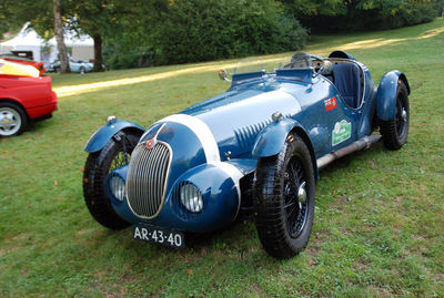 Vintage car on field