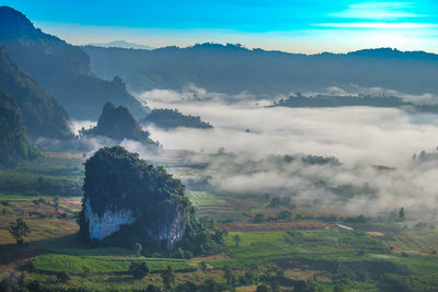 Scenic view of landscape against sky during sunset