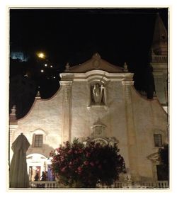 Low angle view of building at night