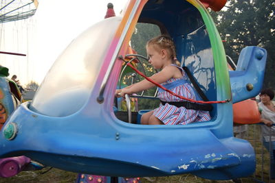 Boy playing in playground