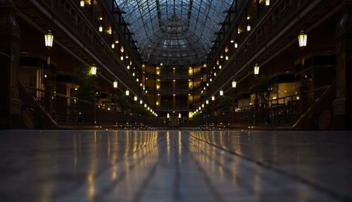Illuminated modern building in city at night