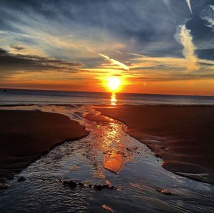 Scenic view of sea against sky during sunset