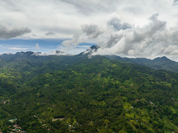 Mountain landscape with mountain peaks covered with forest. philippines, negros island.