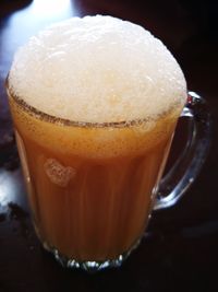 Close-up of coffee cup on table