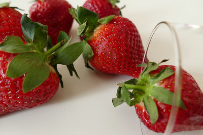 Close-up of strawberries on table