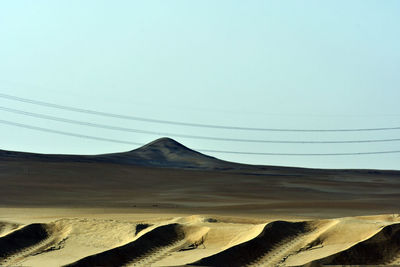 Scenic view of desert against clear sky