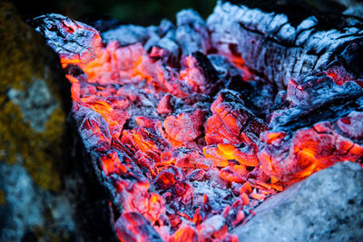 Close-up of fire on rock