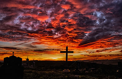 Scenic view of dramatic sky during sunset