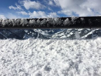 Snow covered landscape against sky