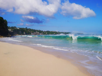 Scenic view of beach against sky