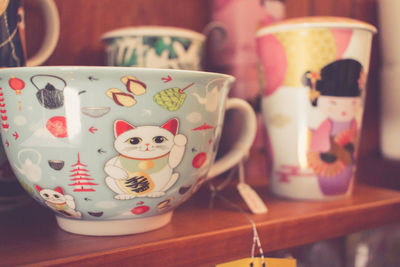 Close-up of tea cup on table