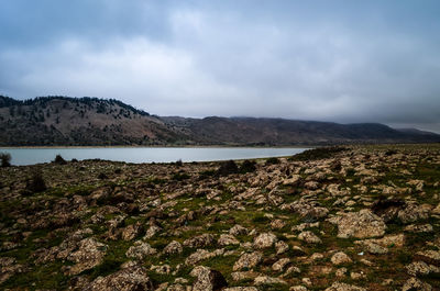 Scenic view of lake against sky