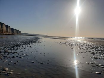 Scenic view of sea against clear sky