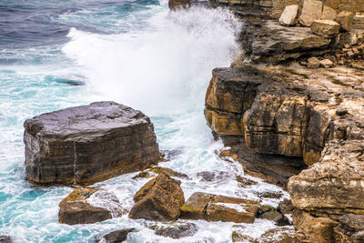 Scenic view of rocks in sea