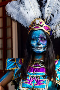 Aztec catrina warrior to commemorate the day of the dead