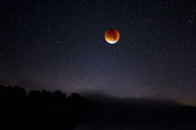 Scenic view of full moon against star field