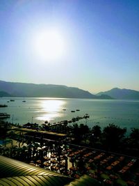 Scenic view of sea against clear sky