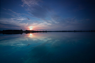 Scenic view of sea against sky at sunset