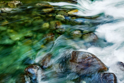 Water flowing through rocks