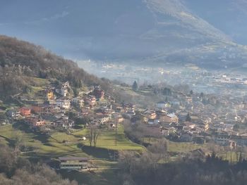 High angle view of townscape against sky