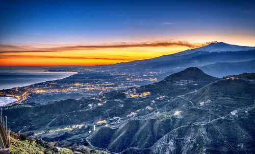 Scenic view of landscape against sky during sunset