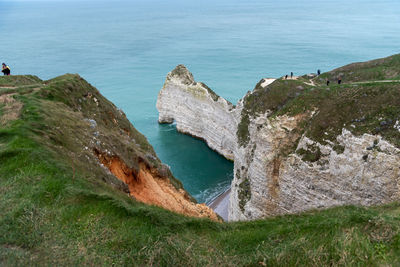 High angle view of rocks on beach