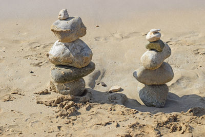 Stack of stones on sand