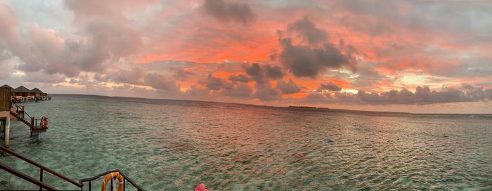 Panoramic view of sea against sky during sunset