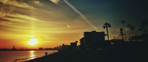 Scenic view of sea at sunset