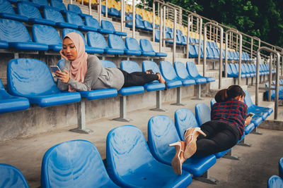 People sitting on seat