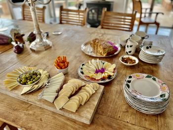 High angle view of food on table