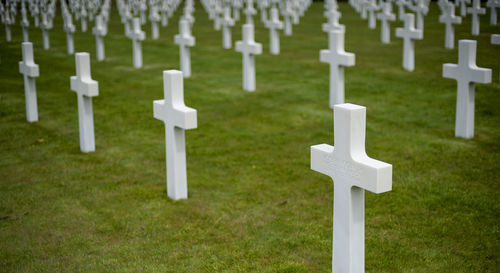 White cross on cemetery