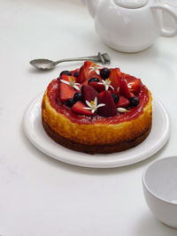 Close-up of dessert in plate on table