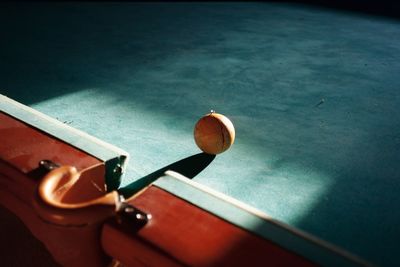 High angle view of pool ball on table